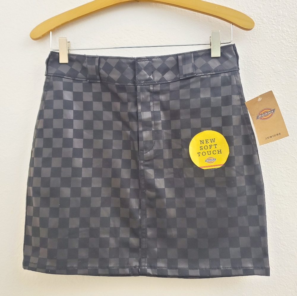 Dickies Black Checker A-Line Mini Skirt